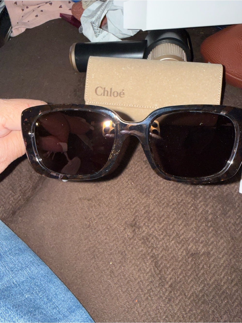 Chloé Oversized Tortoiseshell Sunglasses - Dark Lens